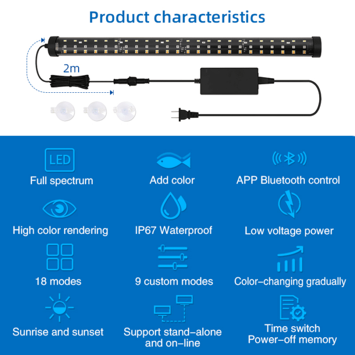 Week Aqua T12-55, Full-spectrum ակվարիումային լեդ լույս - Image 3