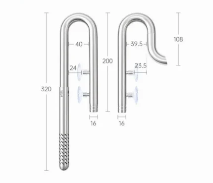 Արտաքին ֆիլտրի խողովակների Week Aqua Lily pipe հավաքածու SG-1616-320 (320մմ, մետաղյա, առանց սկիմեր)